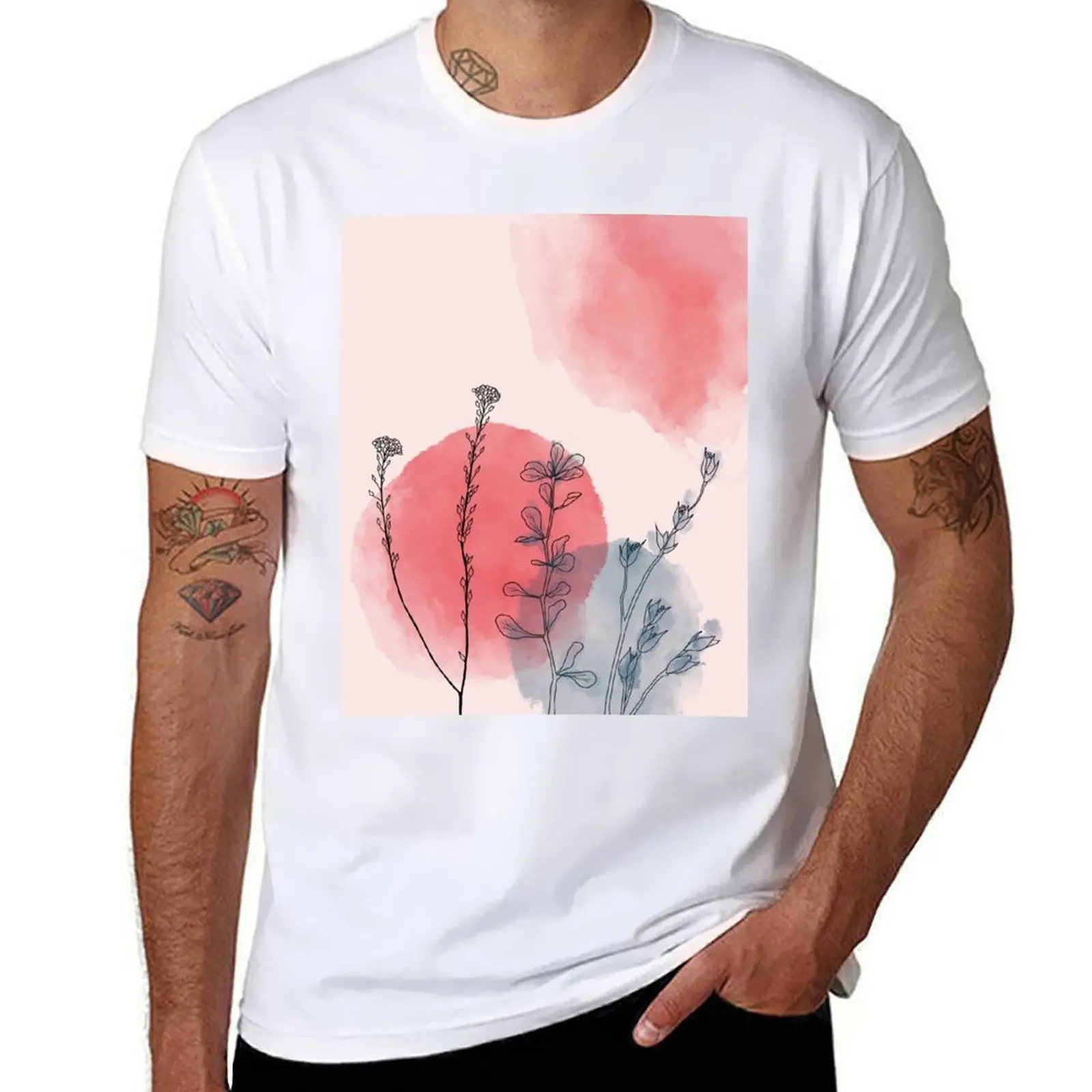 

Little flowers and watercolor T-Shirt t shirts for man cotton soft man t shirt luxury T-Shirt