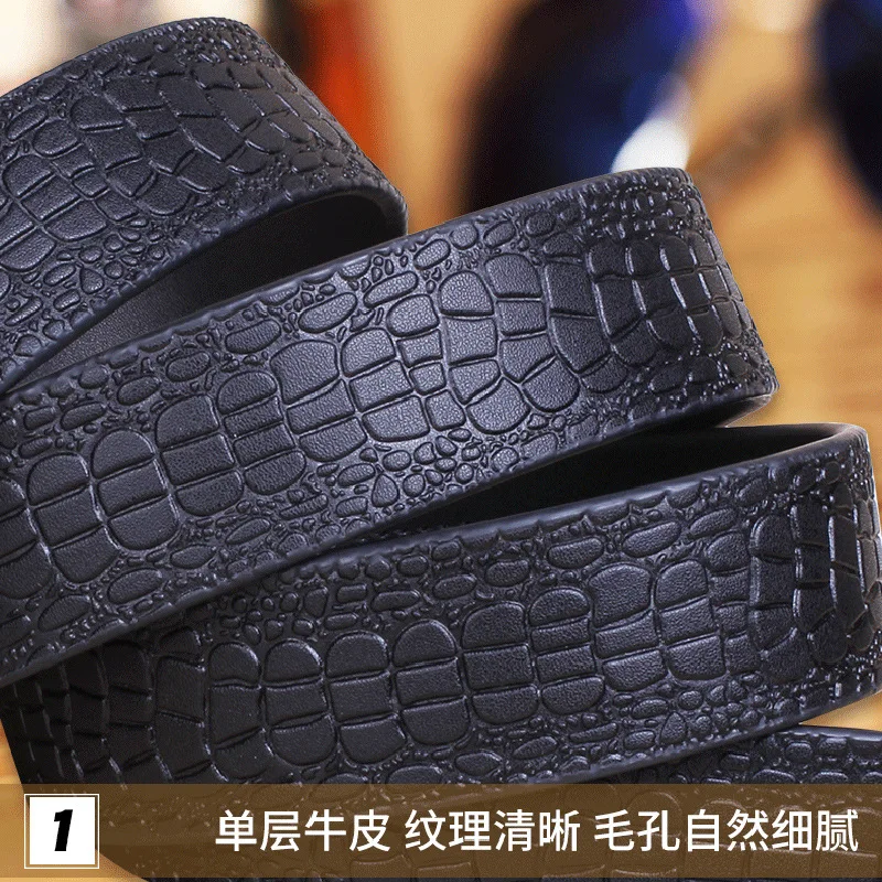 2024 New   Popular Crocodile Pattern Alloy Belt Automatic Buckle Versatile Casual Business Leather Pants Belt Wholesale For Men