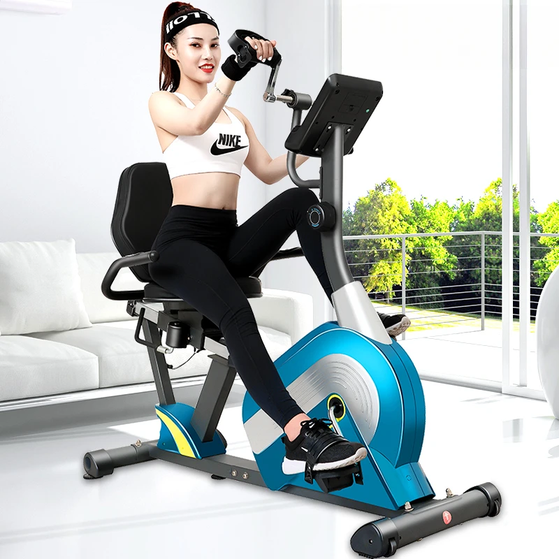 Magnetically controlled horizontal exercise bike spinning bike home fitness equipment bicycle