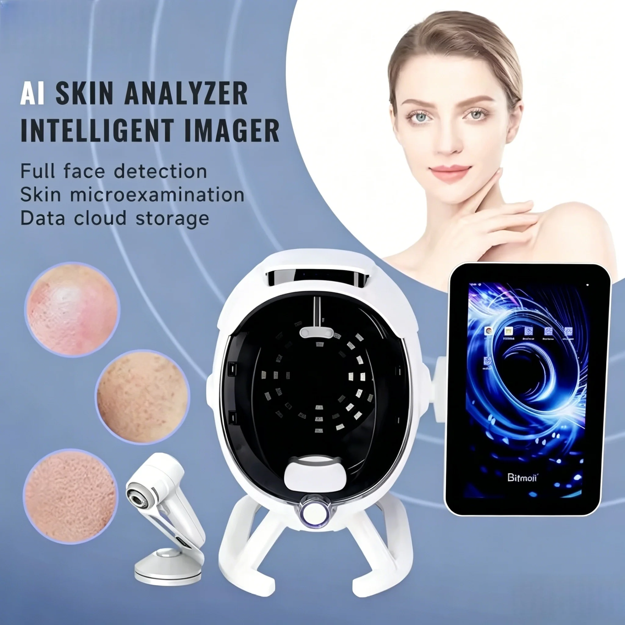 High-configuration 36 million A6 intelligent 3D digital AI facial visual skin analyzer with handheld microscopic detector