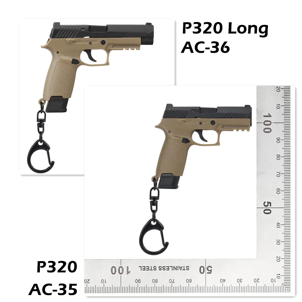 P320 1:4 Keychain Plastic Mini Pistol Gun Shape Weapon Key Ring Gift Decorations with Movable Lever and Magazin