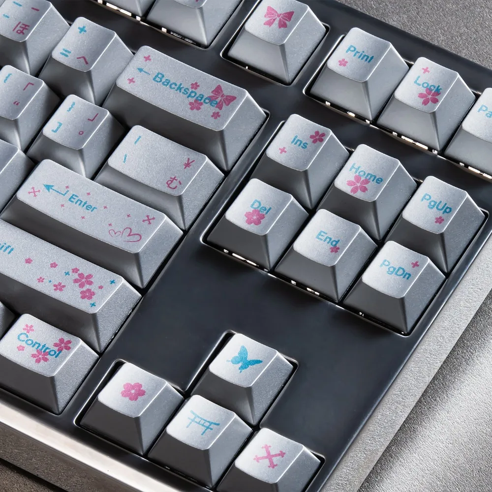 129 Keys Chunhe Jingming Mechanical Keyboard Keycap Metallic Paint Texture Matte PBT Hot Sublimation Cherry Height for 65/75