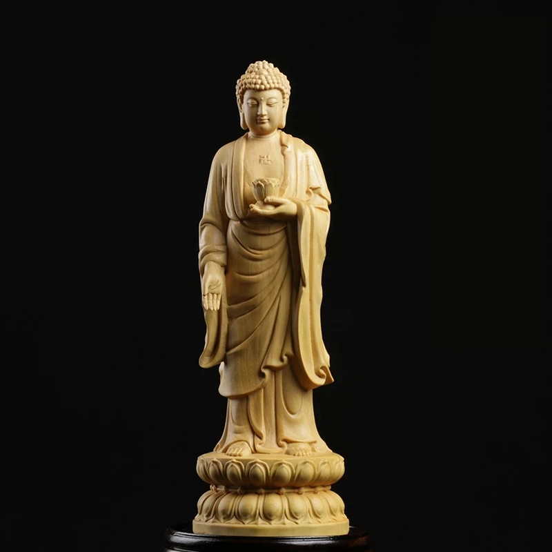 

Boxwood 15cm 20cm Buddha Sculpture Wood Statue Sakyamuni Buddhist Worship Home Decor