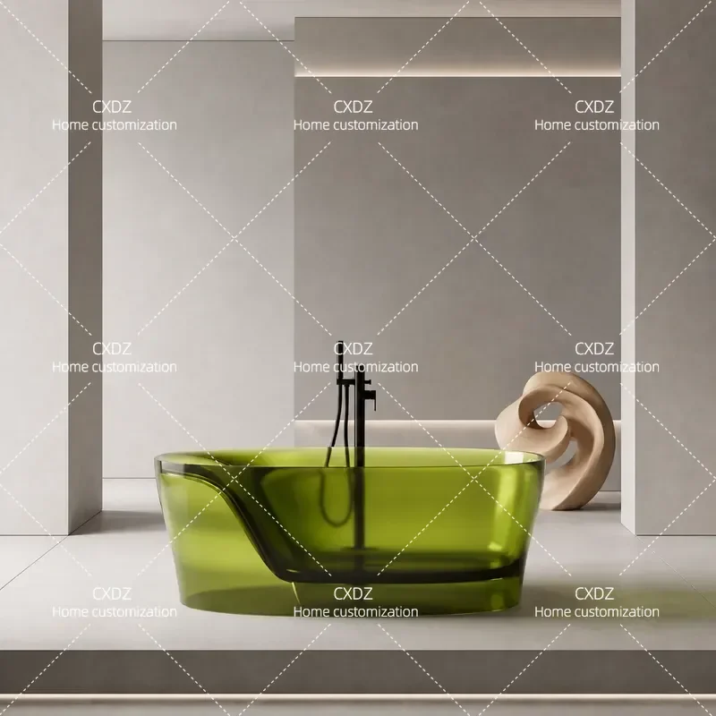 Transparent Freestanding Resin Bathtub Luxury Private Hotel Bathroom Soaking Tub Modern Design Acrylic Spa Bath for Home