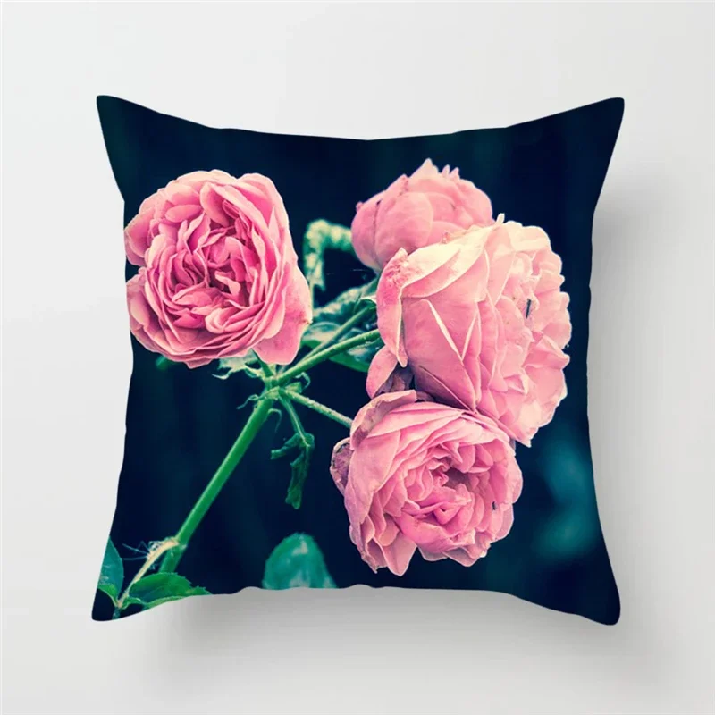 Sun Flower Cushion Cover Rose Dandelion Floral Pillow Cover for Car Sofa Chair Polyester Pillowcase Home Decor 45X45CM