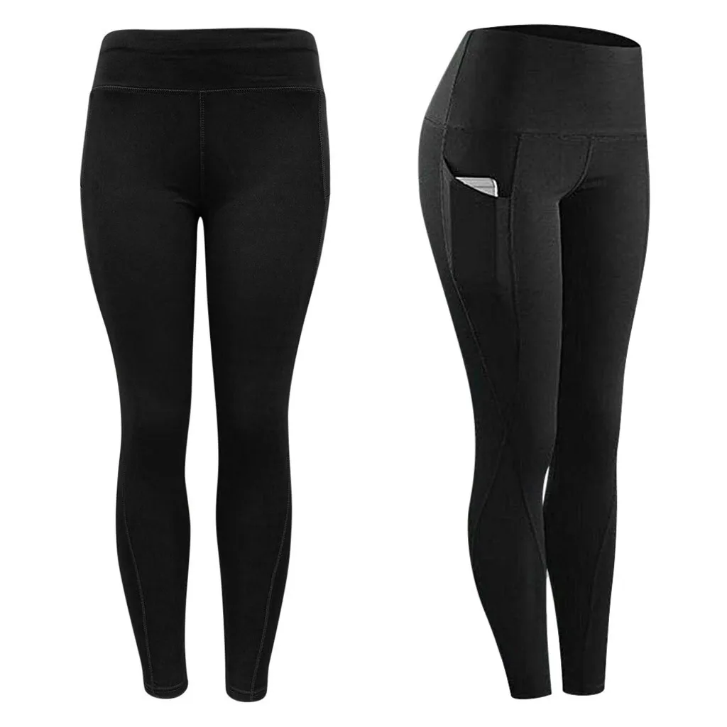 High Waist Push Up Leggings Fitness Tights Pocket Workout Leggings Women Black Sports Mujer Activewear Gym Clothing