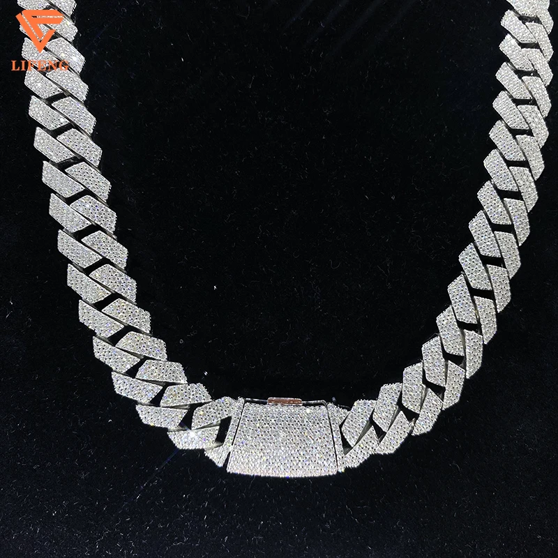 

Fine Jewelry Necklace Hot Sale 20mm 4row Moissanite Diamond Cuban Link Chain Iced Out Hip Hop Jewelry Moissanite Cuban Chain