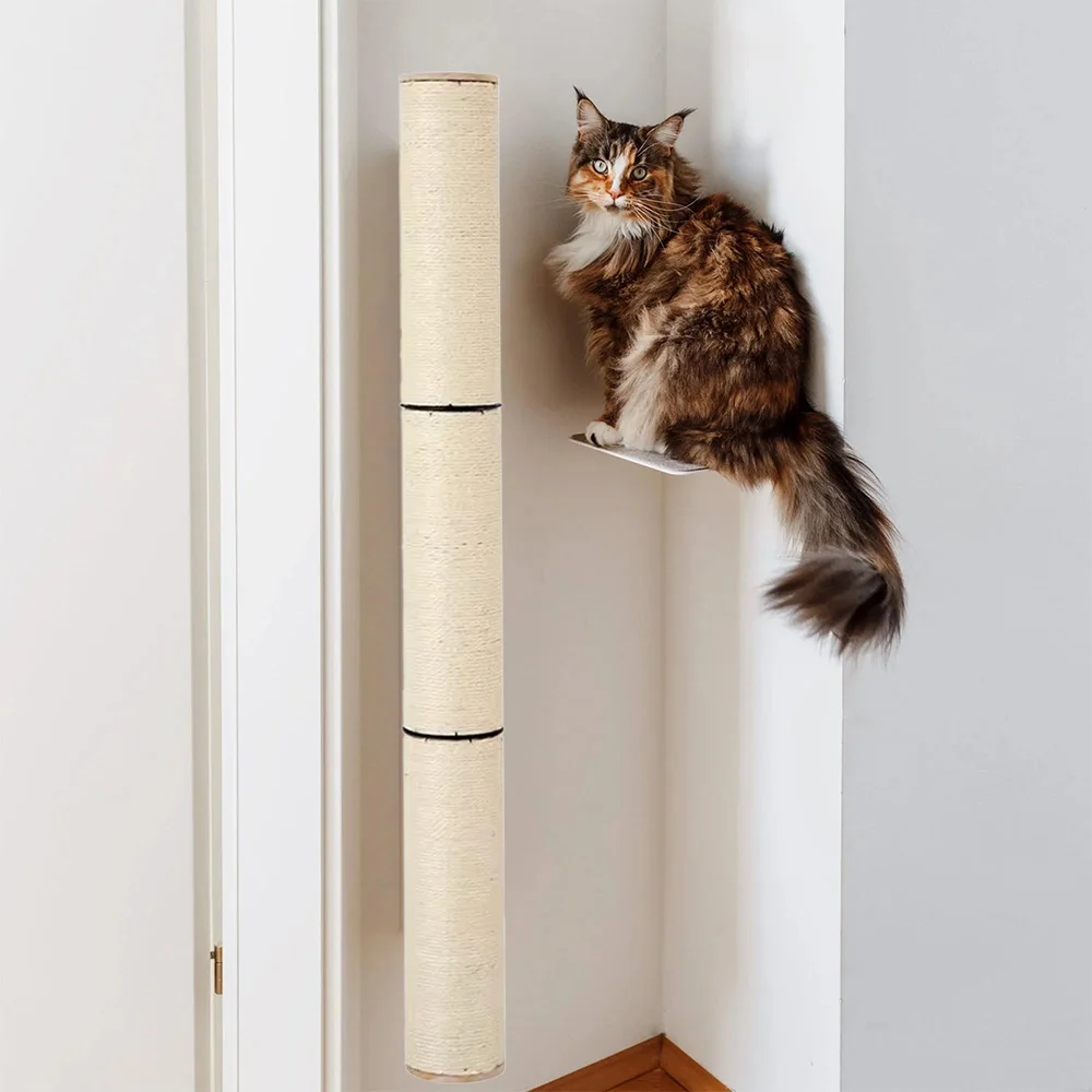 

3-секционная настенная когтеточка для кошек - устойчивая к царапинам и износу сизалевая когтеточка для кошек, шлифовальный инструмент для котят и кошек