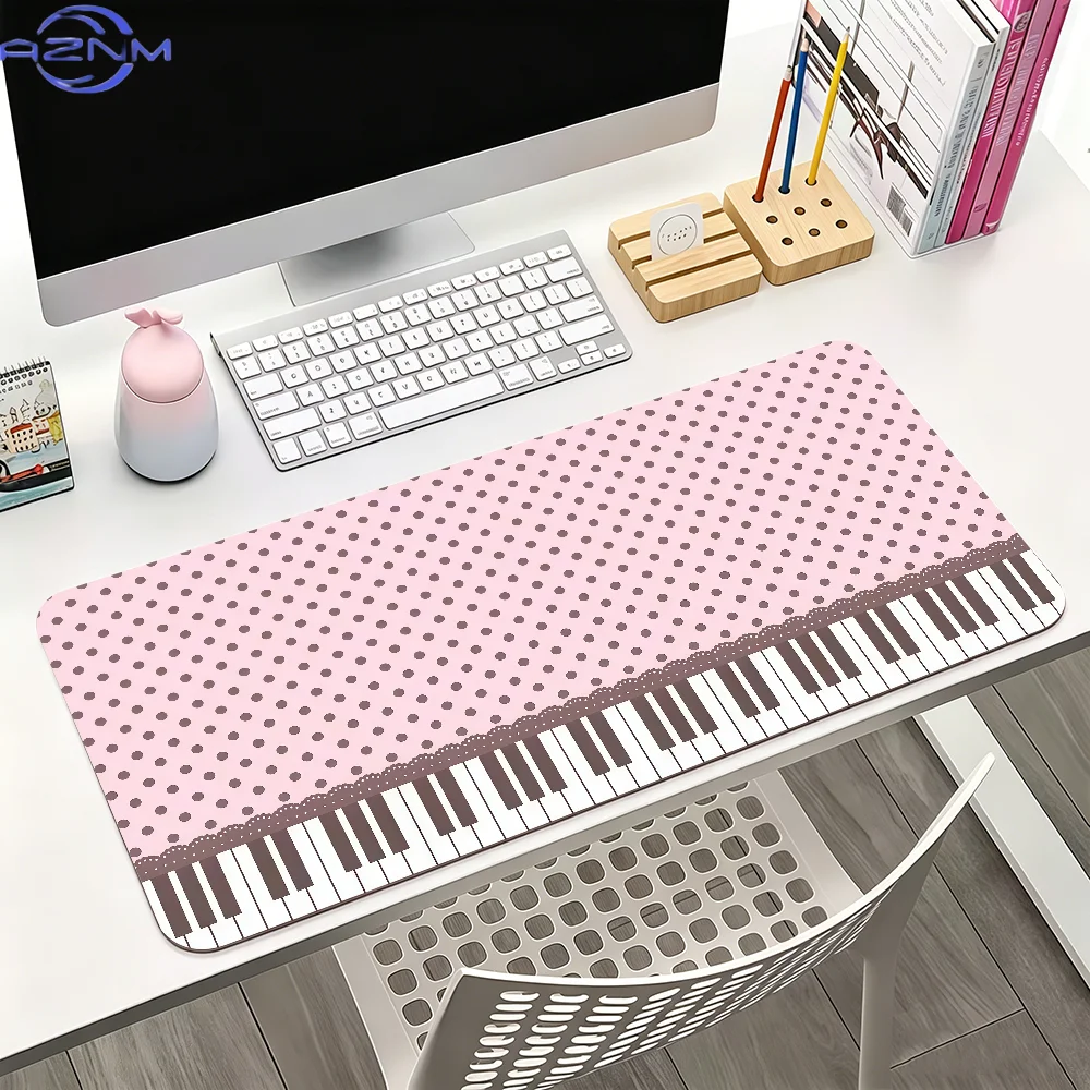 Piano Key Polka Dots Y2k Pink Girl Mouse Pad For Office Gaming And Keyboards Non-Slip Large Waterproof