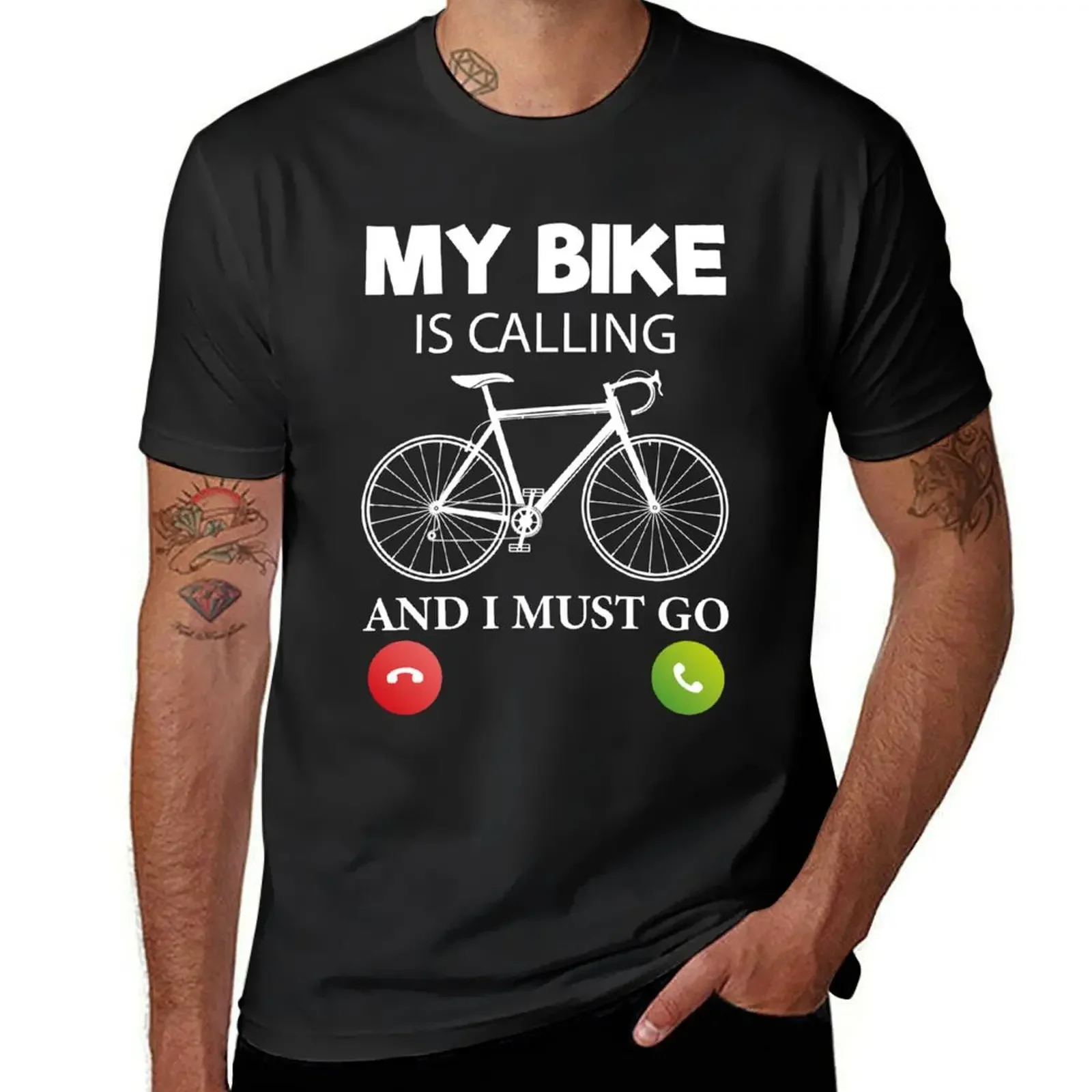 

my bike is calling and i must go Cool Funny funny cycling quote Gift Design T-Shirt blanks mens cotton t shirts