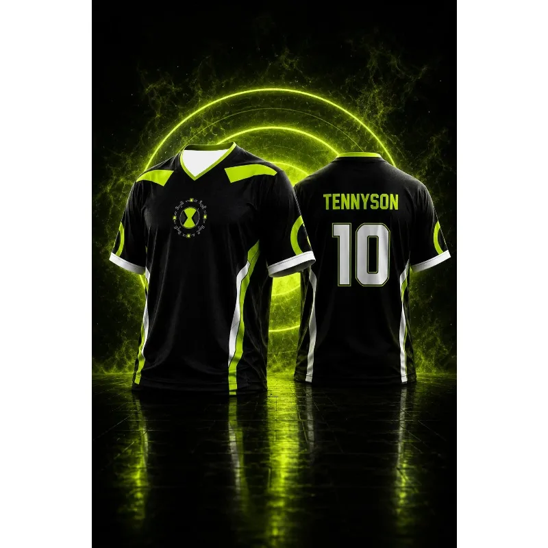 Ben 10 Esports Jersey T-Shirt Black Neon Green Gaming Shirt TENNYSON 10 Men Women Casual Streetwear