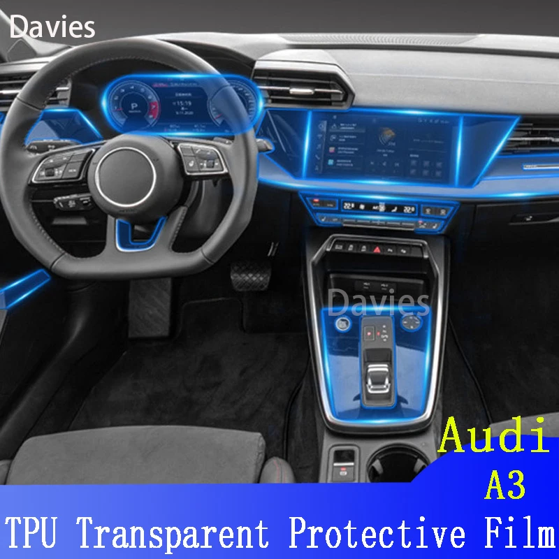 

For Audi A3 2020-2022 Car Interior Center Console Gearbox Transparent TPU Protective Anti-scratch Repair Film Accessories