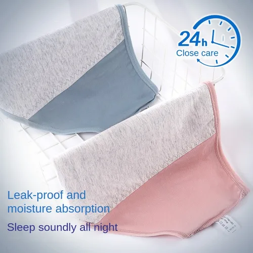Imagen 2 del producto Calzoncillos menstruales para mujer, calzoncillos a prueba de fugas con absorción de agua posparto de gran flujo, lencería menstrual de algodón puro para mujer