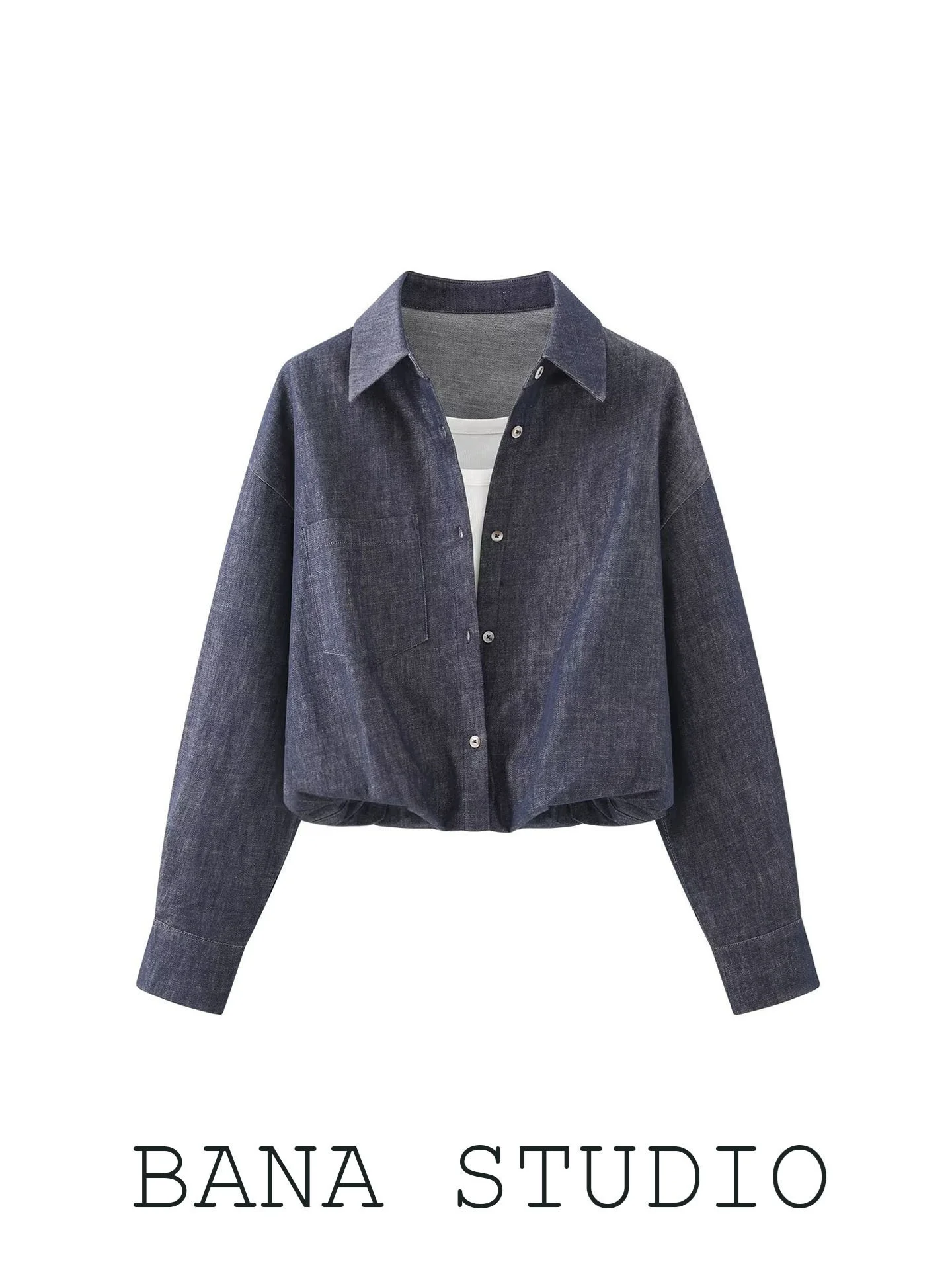 

BANA повседневный свободный женский ort Sve Long Sve Denim irt из смеси хлопка и полиэстера, удобный осенний топ, приятный для маленького размера