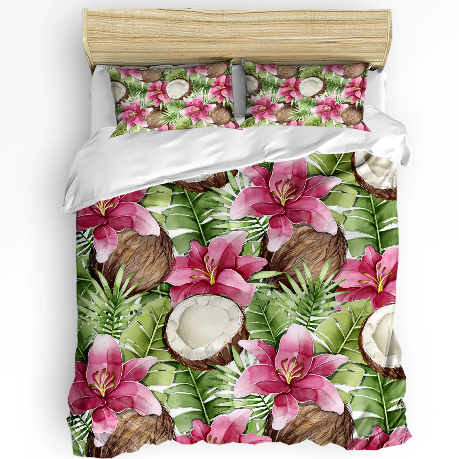 Tropical Coconut Palm Leaf 3pcs Duvet Cover Set Pillow Case Bedroom Single Double Bed Comforter Bedding Set Quilt Cover