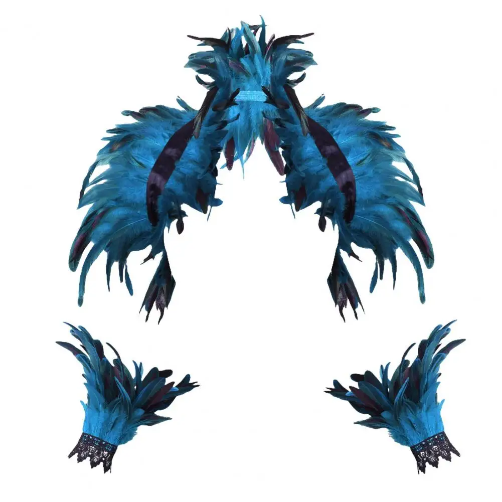 

Feather Shawl Scarf Style Feather Shawl with Wrist Ring Lace Detailing for Stage Performance Halloween Cosplay Unisex for A