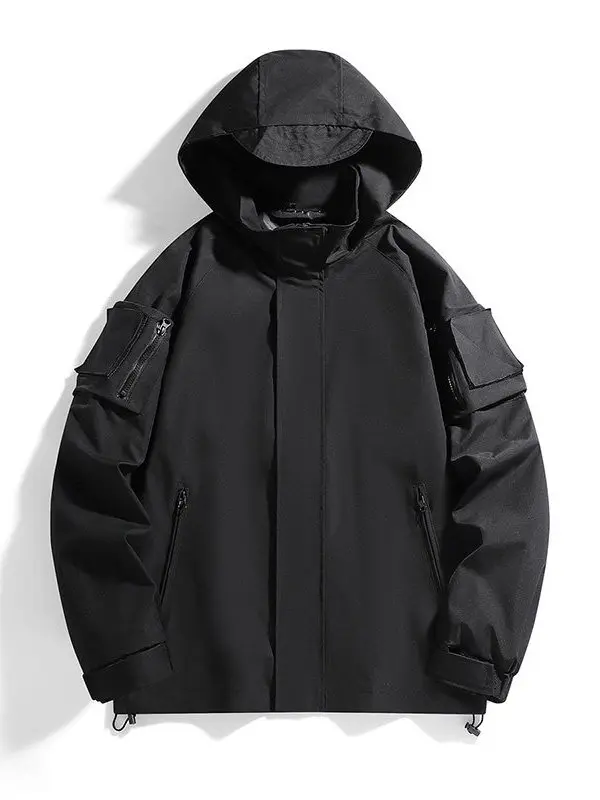 

Мужская куртка для скалолазания на открытом воздухе, ветрозащитное пальто из полиэстера и нейлона Cosite Fiber на молнии, рабочая одежда, весенне-осеннее пальто с капюшоном