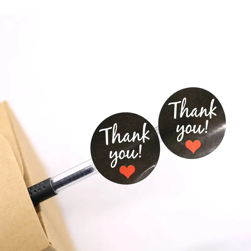 120pcs Round Golden Thank You Love Black Gift Packaging Sealing Label DIY Handmade Kraft Gift Sticker Pastry Baking Gift Tags