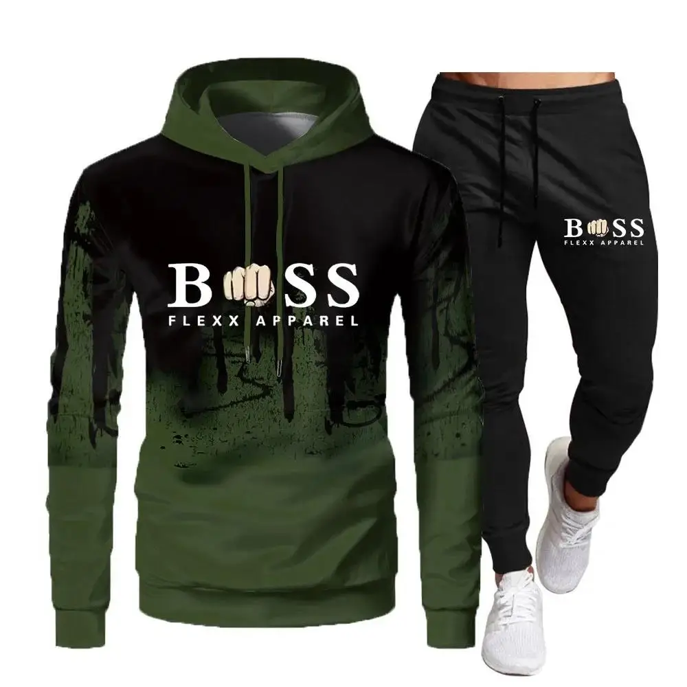 2021 Fall Winter New Brand Men\'s Tracksuit Sportswear Hoodies Sweatshirts Sweatpants Two Piece Sets Fashion Jogging Male