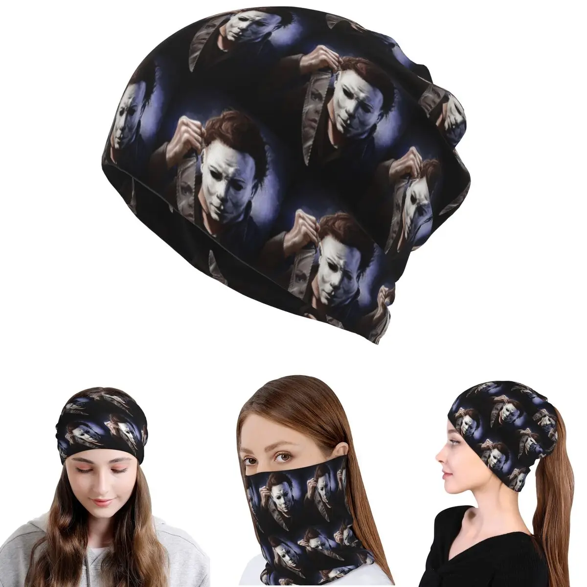 Michael Myers Bandana-Halstuch, Wickelschal, vielseitig einsetzbare Sturmhaube, Mütze für Männer, Frauen, Erwachsene, Winter