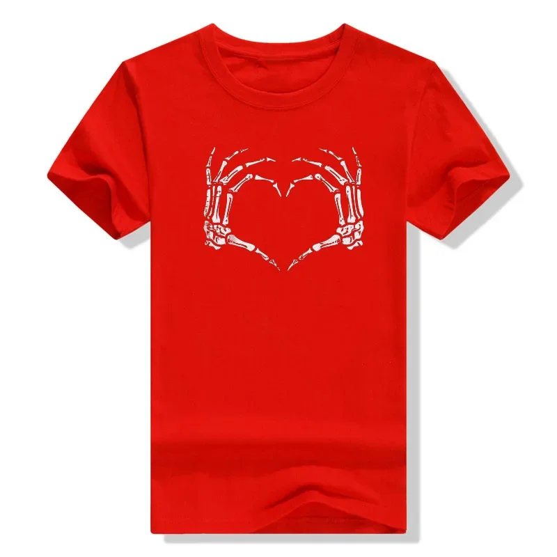 Scheletro mani cuore segno retrò Halloween Costume donna ragazza t-shirt regalo grafico Tee Top Streetwear stile gotico abbigliamento donna