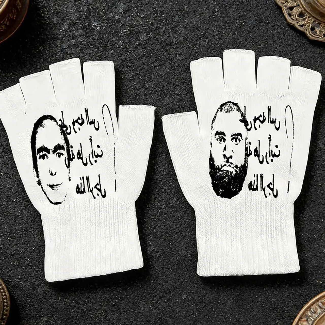 Y2K Retro Printed Fingerless Gloves - High Street Knitted Touchscreen Gloves Ins Trendy Same Style view 3