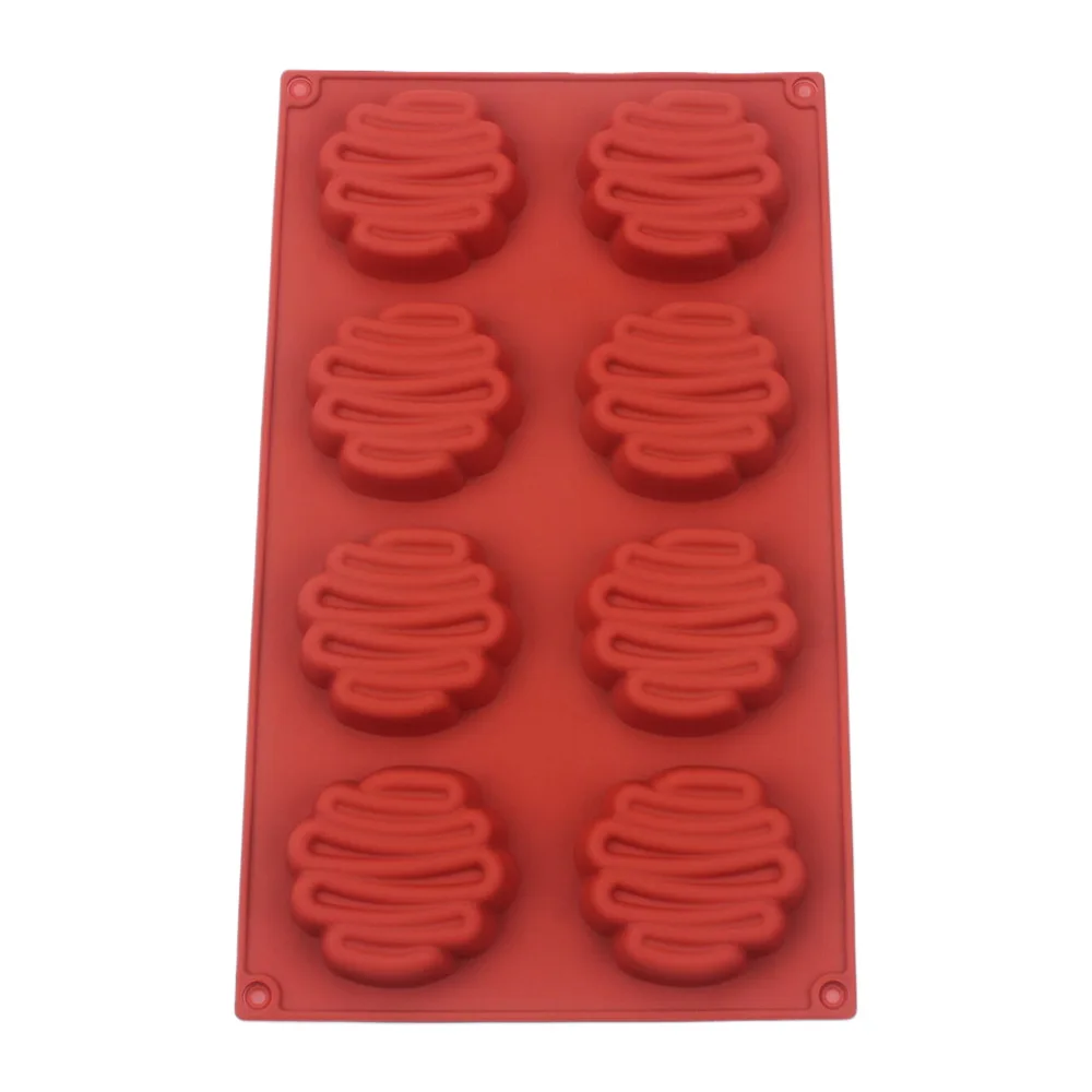 8 Hole Irregular Line Waves Shape Silicone Cake Mold Flower Biscuit Chocolate Cake Decoration Jelly Pudding Kitchen Baking Mold
