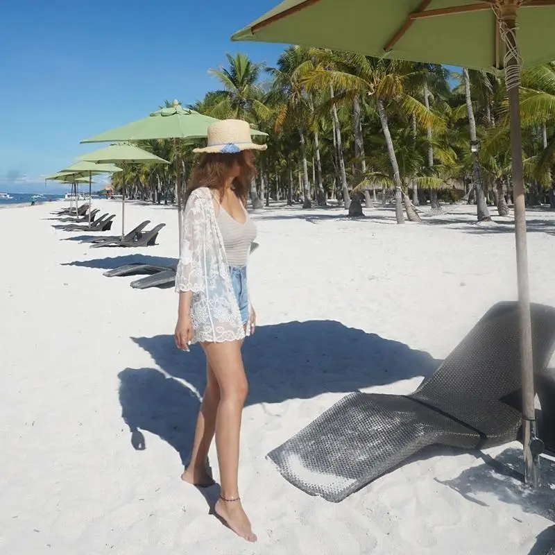 X7JD Women's Summer Casual See Through Lace Open Front Beach Kimono Cover Up