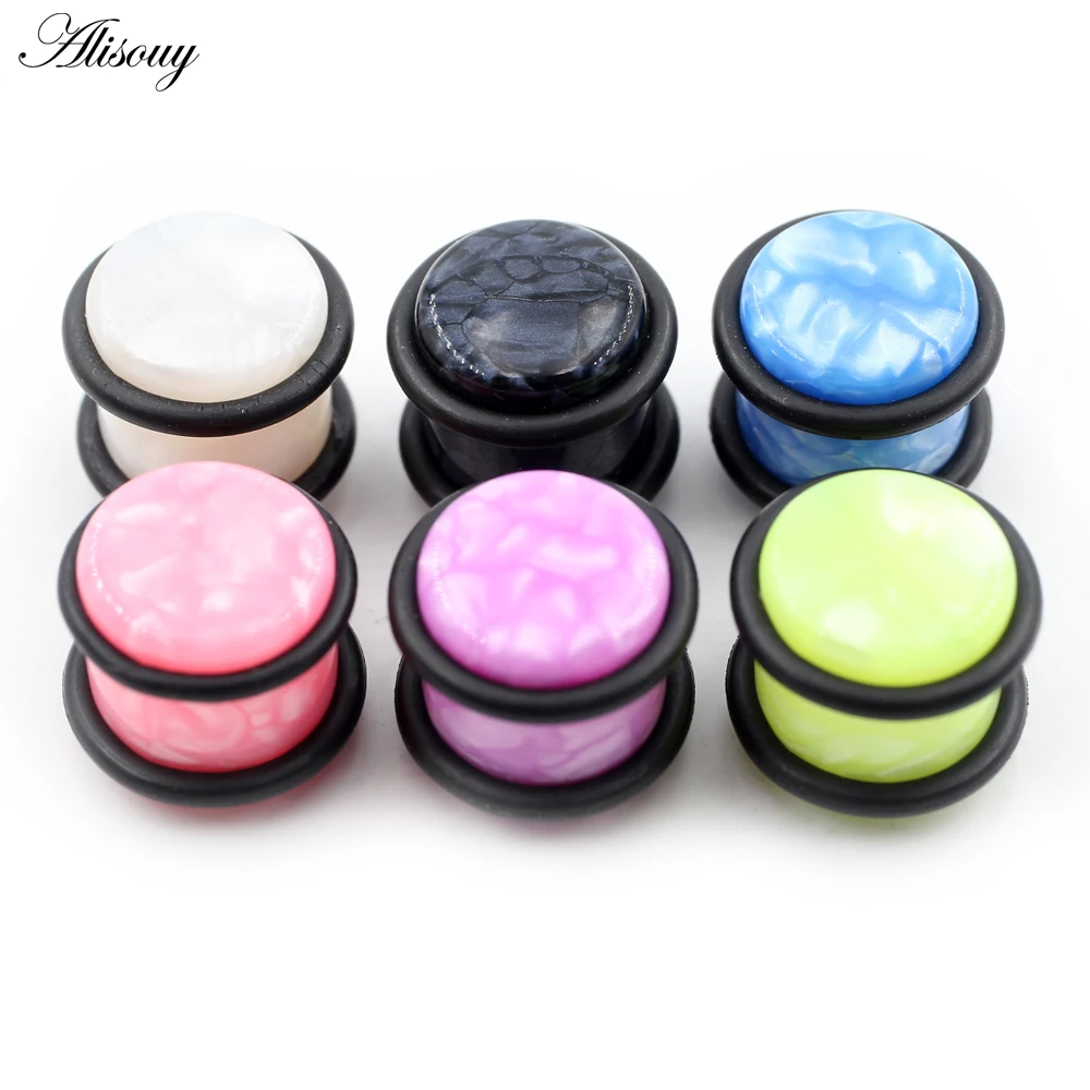 2Pieces Punk 1.6mm-12mm Pearl UV Acrylic Taper Ear Tunnels Plugs Flesh Expander Stretcher Gauges Earrings Piercing Body Jewelry