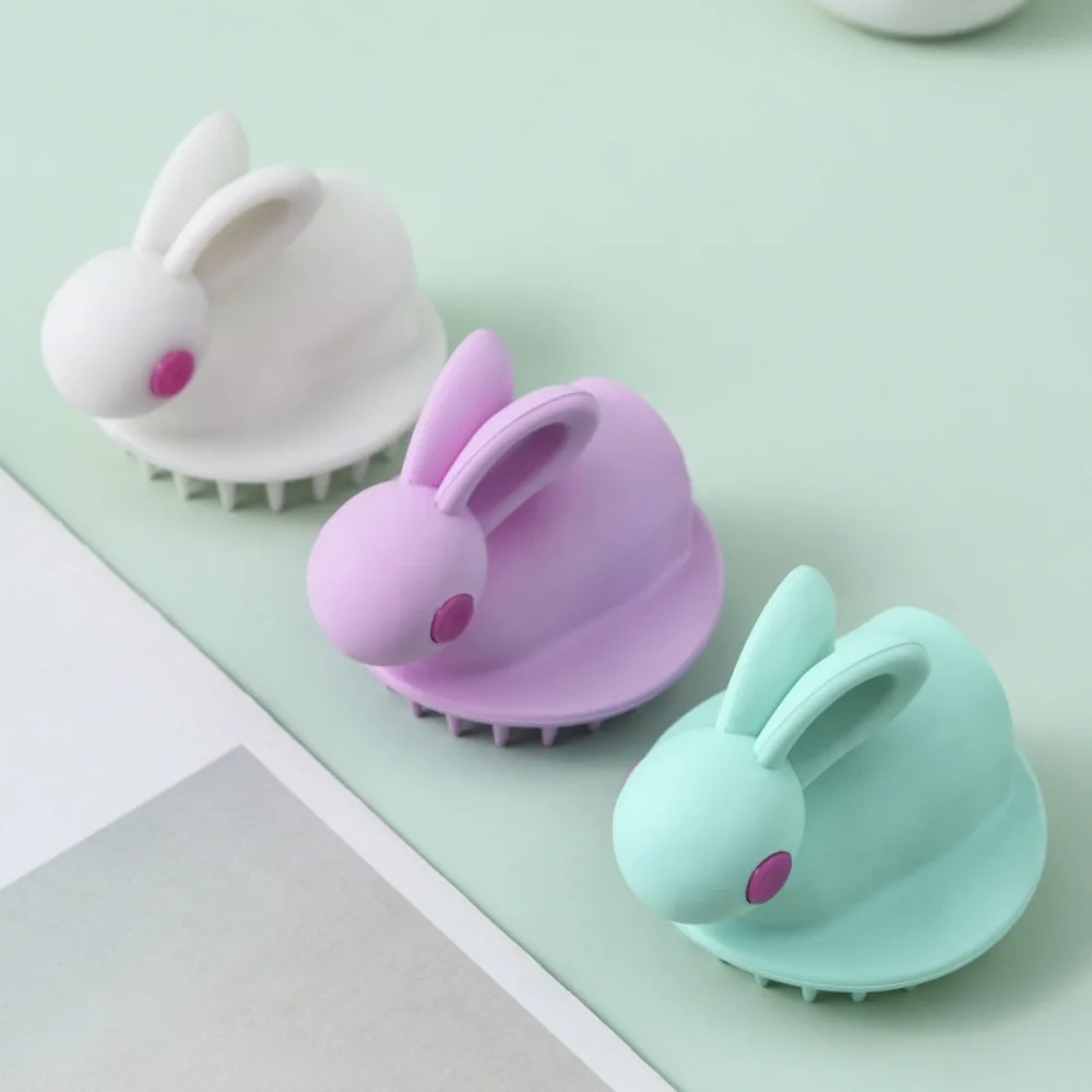 Rabbit Shape Shampoo Massage Brush Relieve Wet and Dry Use Hend Washing Comb Durable Head Spa Silicone Massage Comb Bathroom