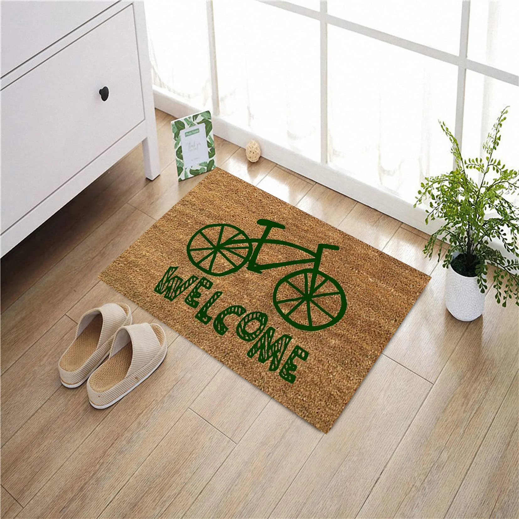 Bicycle Welcome Design Door Mat,Non-Slip Rubber Floor Mat, Housewarming Welcome Mat for Outdoor Entryway, Kitchen Bath Rug 30x18