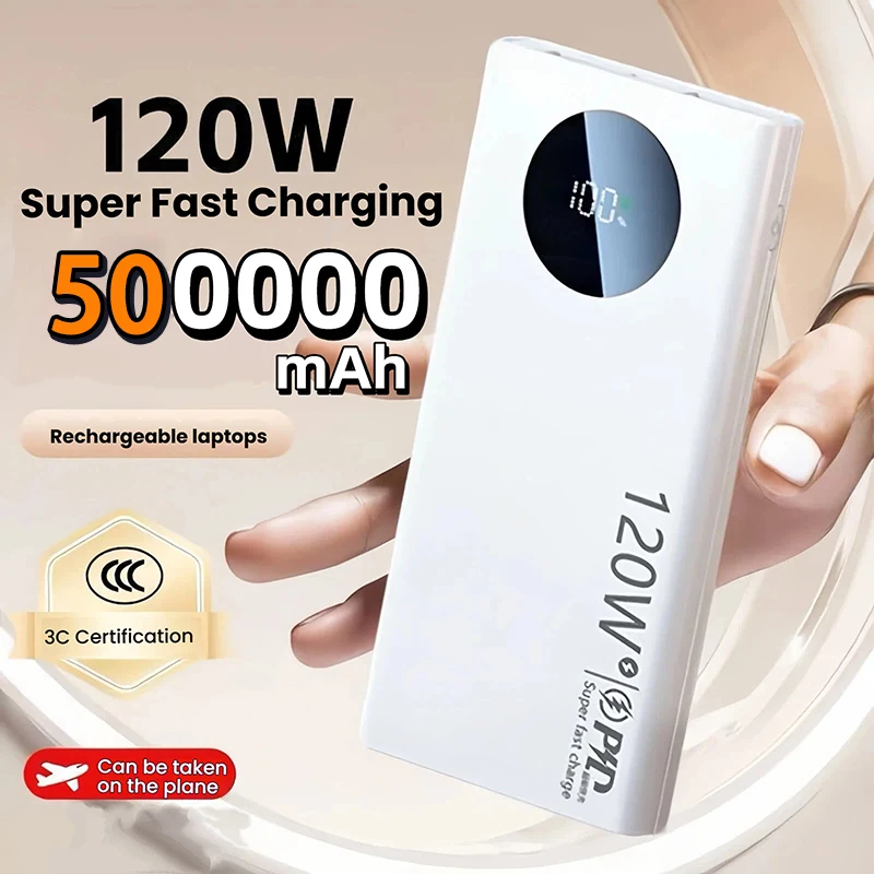 

500000 мАч Power Bank высокой емкости 120 Вт Powerbank с быстрой зарядкой Портативное зарядное устройство для iPhone Samsung Xiaomi 2026