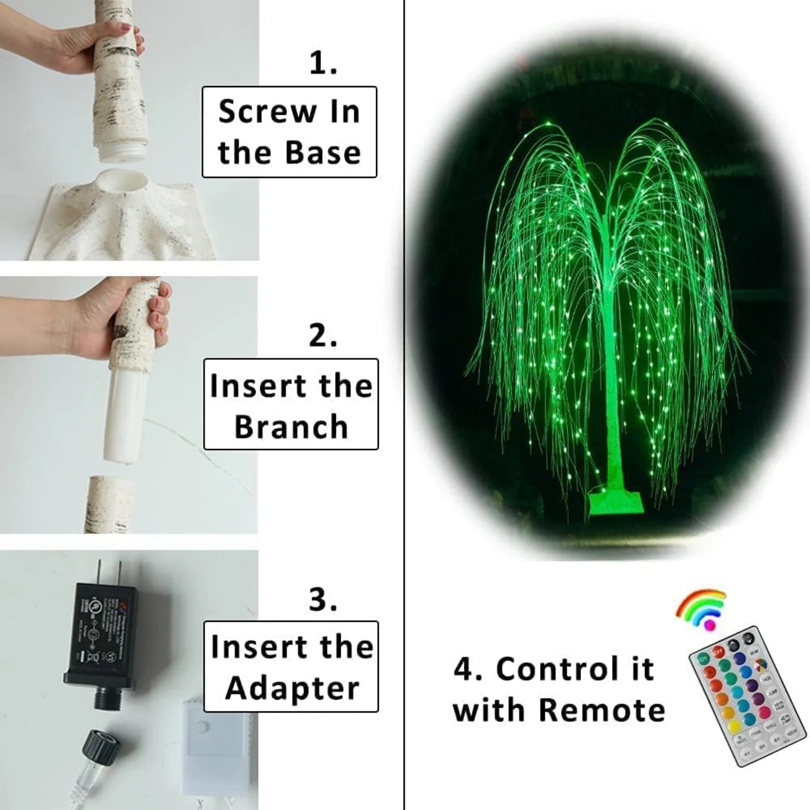 Imagem -05 - Outdoor Led Iluminado Willow Tree Mudança de Cor Light up Controle Remoto 18 Cores Eua 6ft