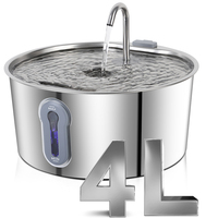 Stainless Steel Cat Water Fountain,Pet Water Dispenser With Filter,Dog Drinking Fountain For Cats,Ultra Quiet Water Pump