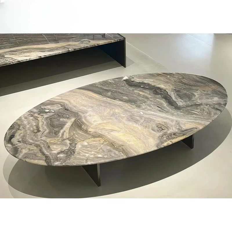Modern Luxury Natural Marble Coffee Table Italian Style Round Center Table for High-end Designer Project Decor