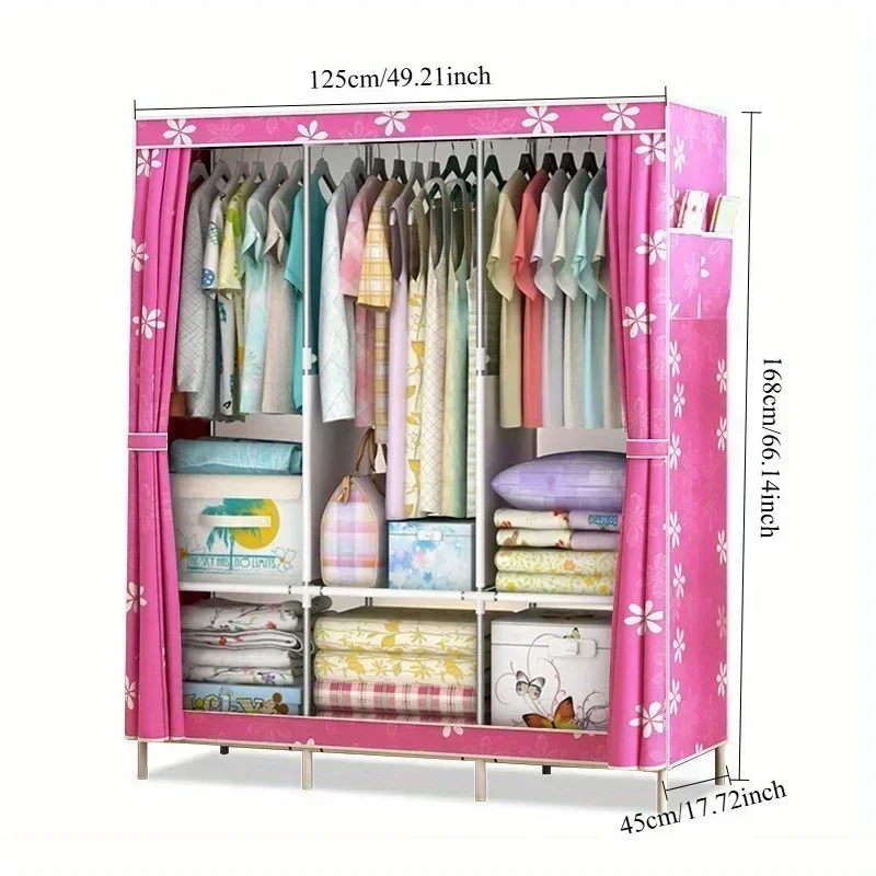 Cross-border simple wardrobe storage wardrobe dust-proof home economy dormitory coat rack simple modern bedroom wardrobe