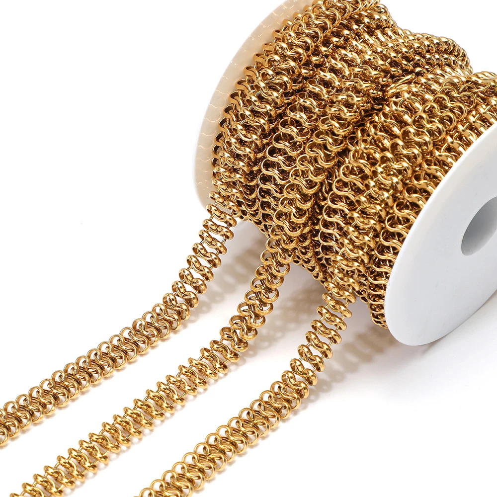 1 Meter lange Schlangenknochenkette aus Edelstahl mit 8-förmigen Knotenketten für DIY Hip-Hop-Schmuckherstellung, Halsketten, Armbänder, Zubehör – Detail 2
