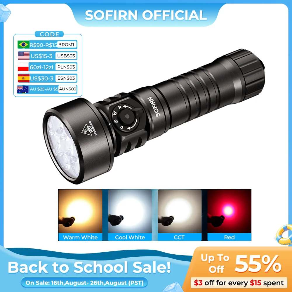 torcia-subacquea-sofirn-sd11-5000lm-luce-led-rossa-224m-batteria-7500mah-ricaricabile-usb-c-regolabile-con-luce-calda