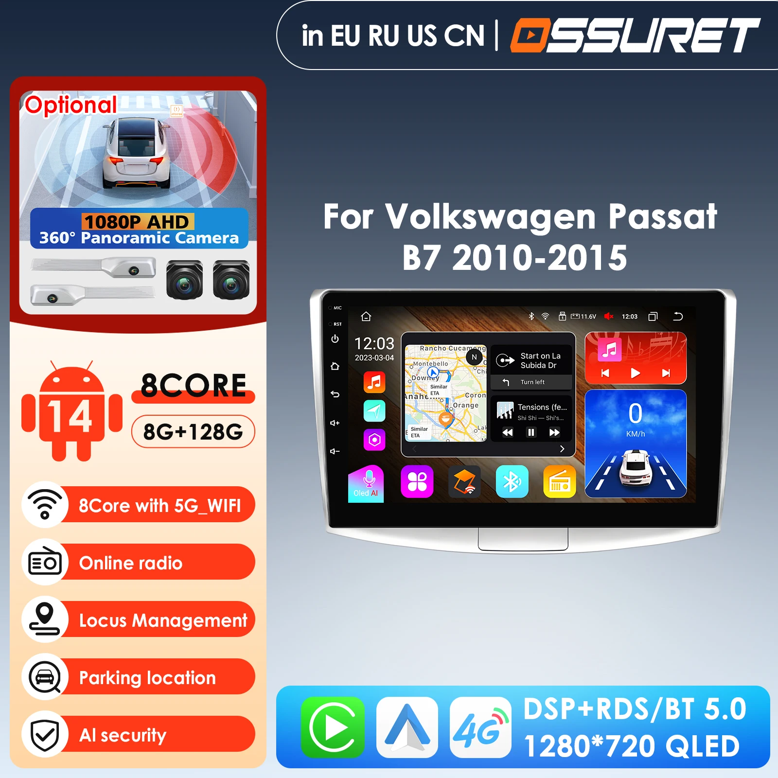 

Carplay Android 14 Car Radio for Volkswagen VW Passat B6 B7 B8 CC 2007-2021 Multimedia Player 4G WIFI GPS Android Auto Stereo