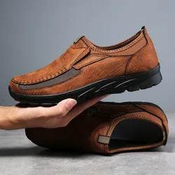 Men Leather Casual Shoes Breathable Loafers Men Sneakers 2023 New Male Comfortable Leather Flat Footwear Sneakers Men Shoes