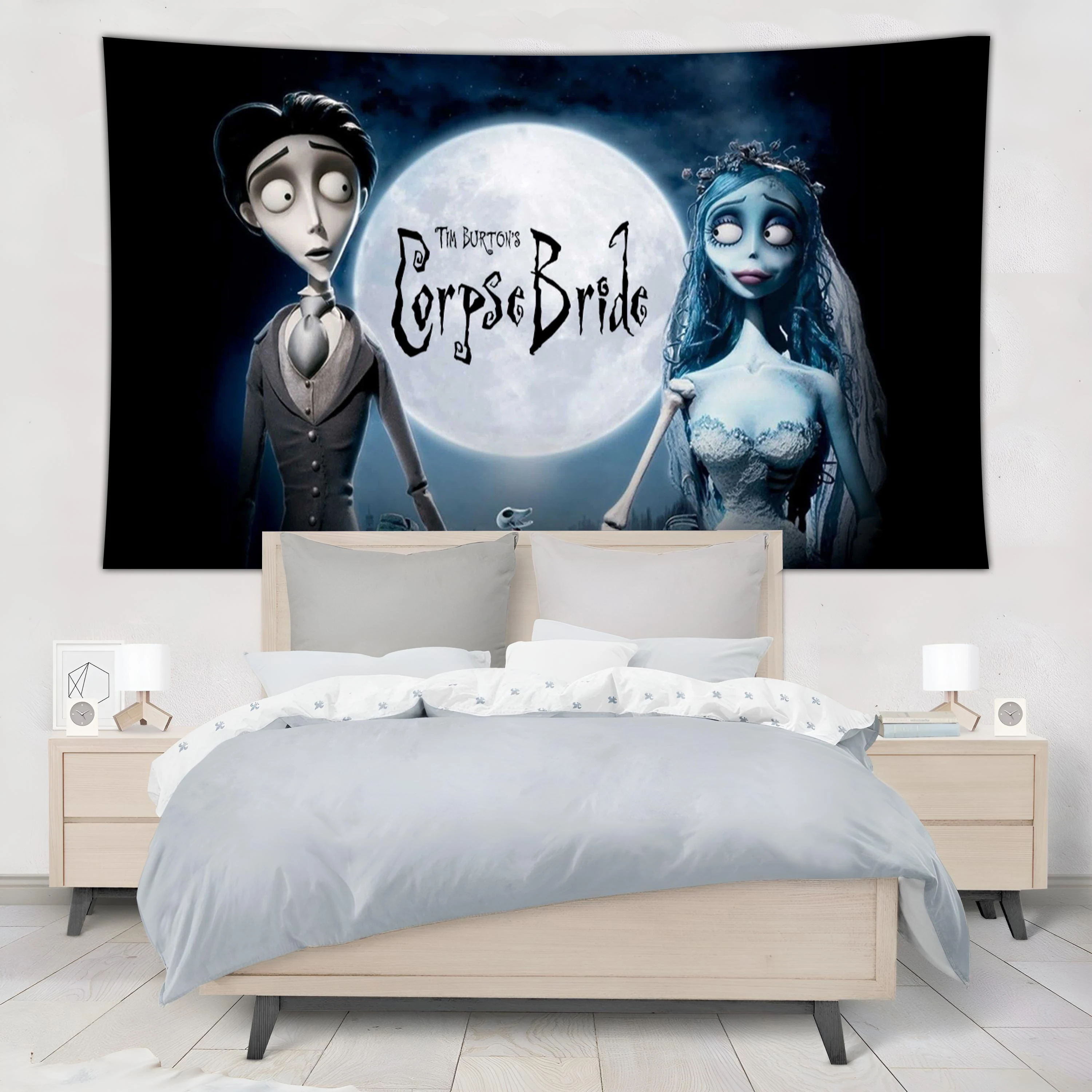 Psychedelic Corpse Bride Movie Tapestry Wall Hanging Art Home Decor Bohemia Dormitory Wall Hanging