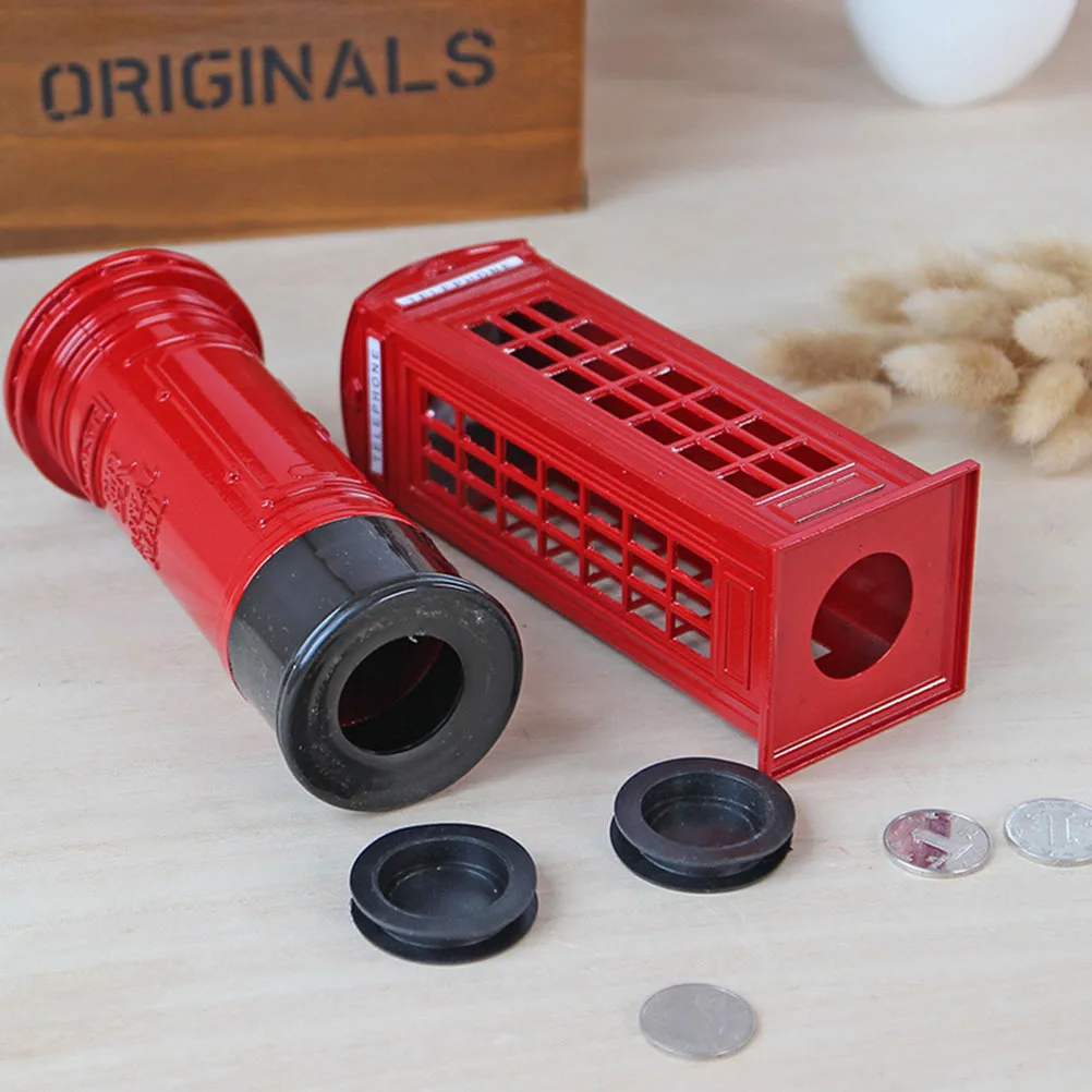 

15Cm Iron Vintage Telephone Booth Money Box Coin Bank for Children Adults Unique Decorative Piggy Bank Collection Holder Living
