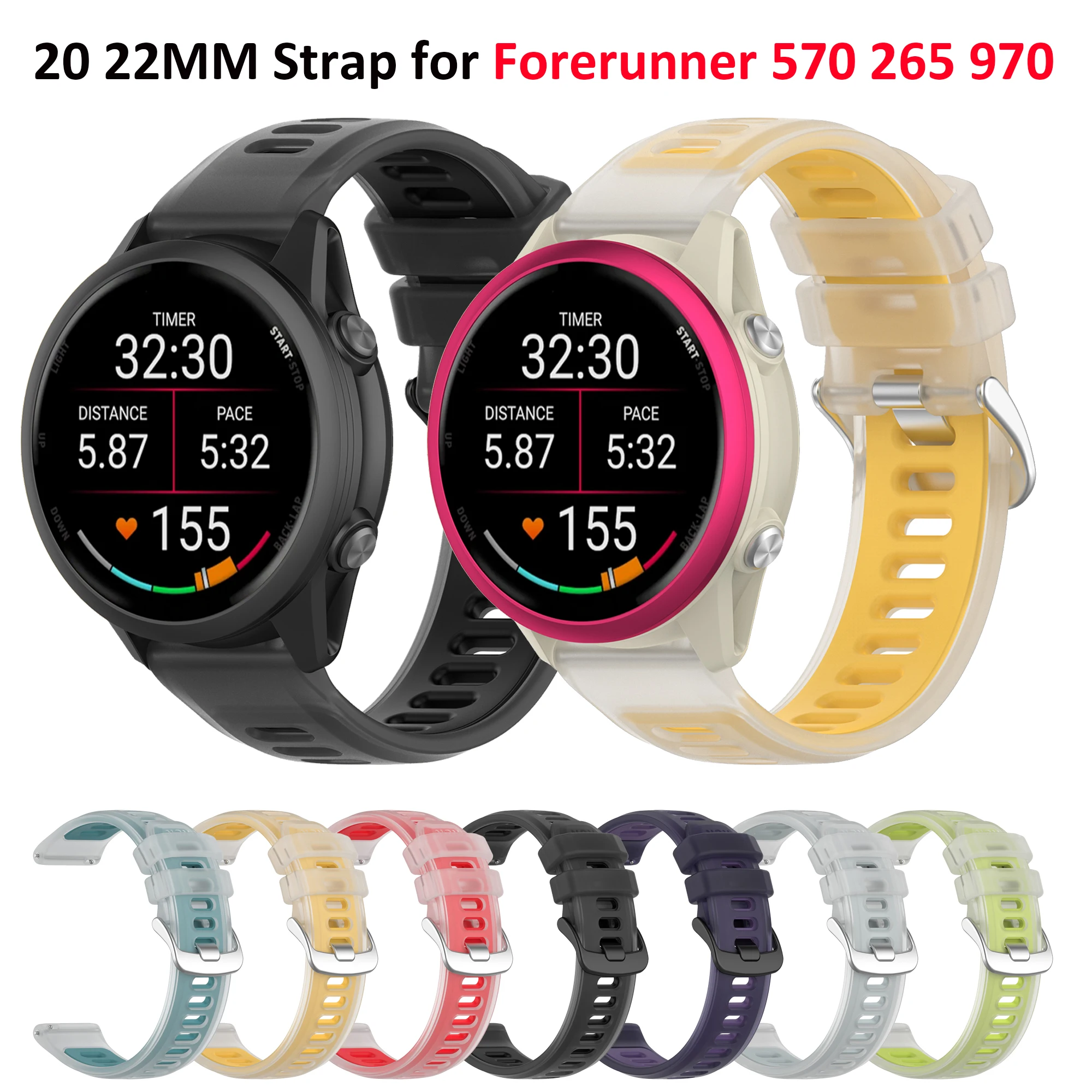 Silicone Strap For Garmin Forerunner 570 42MM 47MM 970 158 55 245 645 Sport Watchband For Vivoactive 3 5 6 Venu 3 2 SQ Bracelet