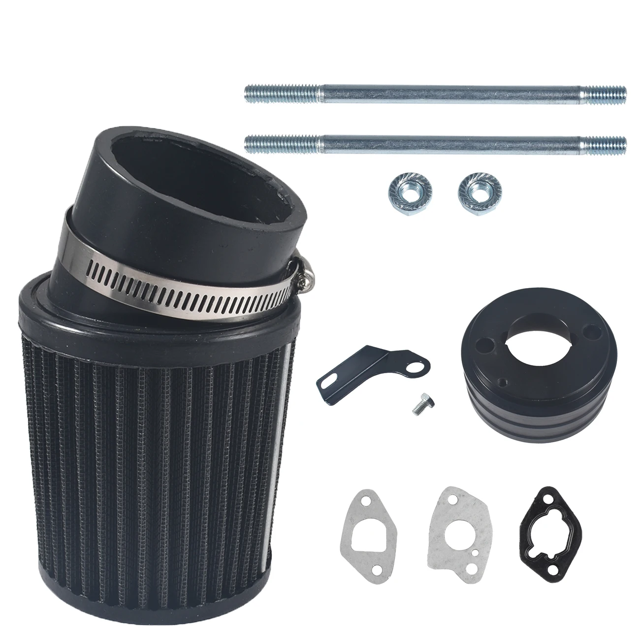 

Black Inlet Air Filter With Adapter Kit For For Baja Motorsports Mini Bike MB165 & MB200 Predator 212Cc / Clone 196Cc