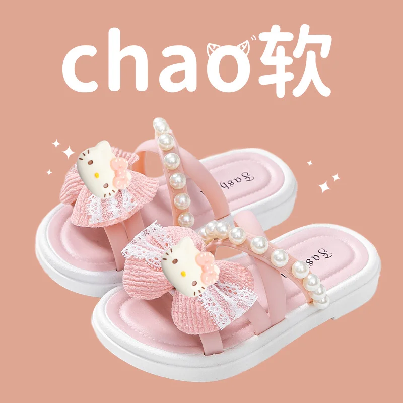 

hello kitty girl summer slippers Sanrio spring summer women Indoor outdoor princess sandalsnew platform non-slip beach shoes
