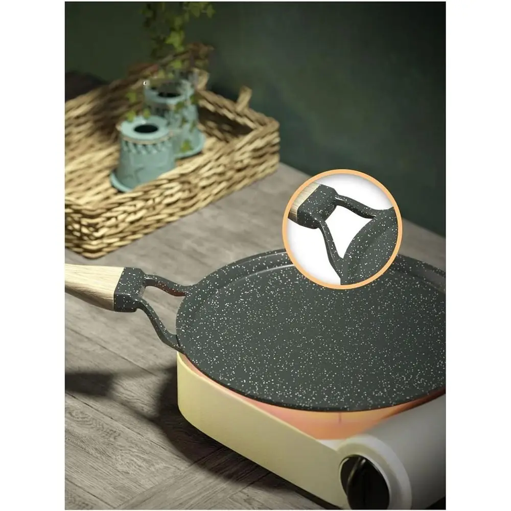 Non-stick Stone Wok Alloy Frying Pan for Cooking Pancakes, Eggs, Steaks, and Pizzas - 20cm (6in) or 28cm (10in) Options