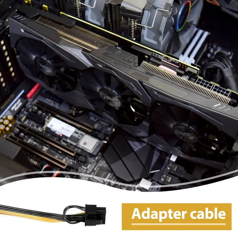 Pci-e 6ピンからデュアル8ピン6 2ピンアダプターケーブル、GPUビデオ電源ケーブル、マイナーマイニング用16awg 18awg、10個
