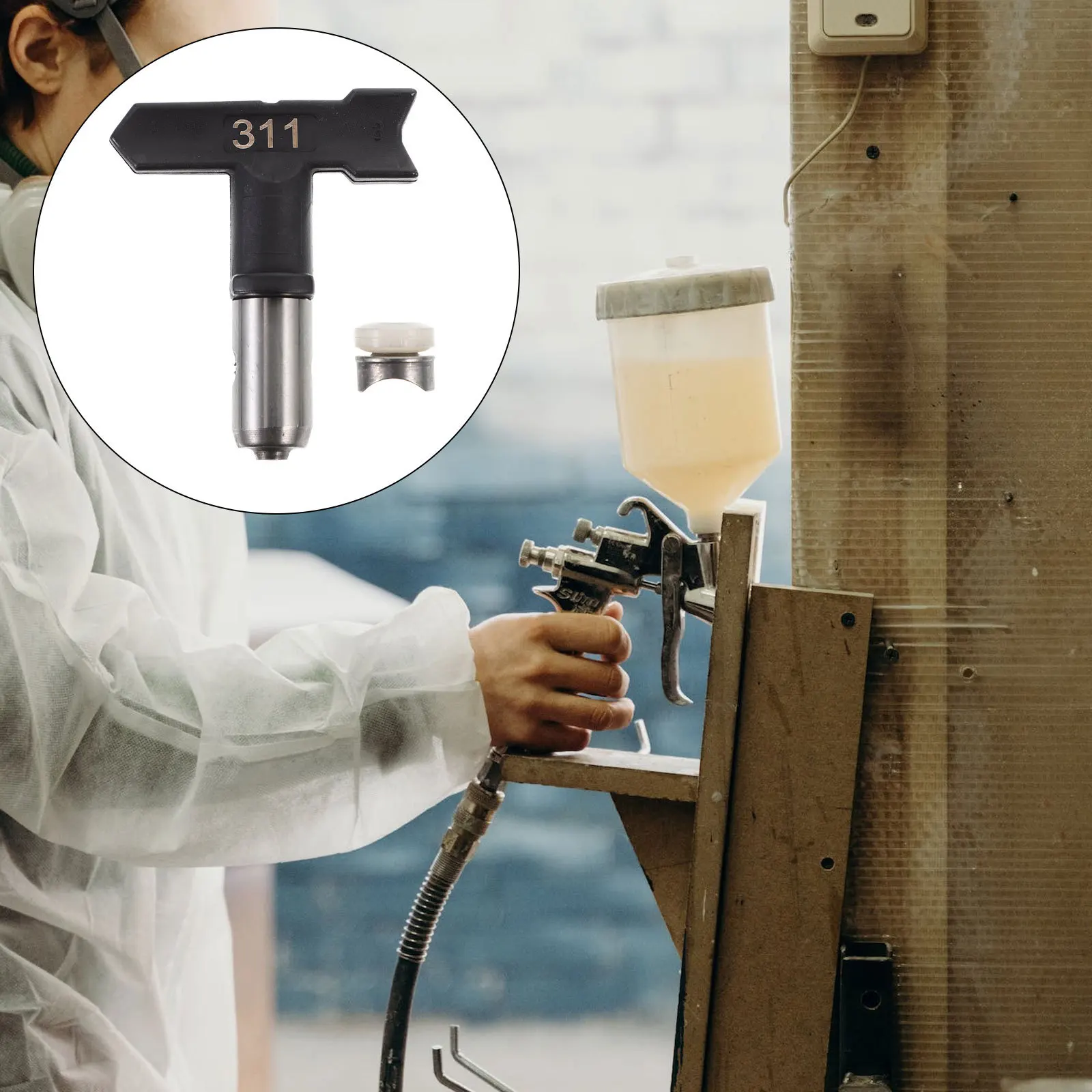 1Pcs Airless Spraying Gun Tip Reversible Airless Sprayer Tip Compact Durable Spray Nozzle Accessories for Water-Based Lacquers