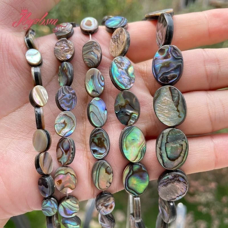 Oval Multicolor Abalone Shell Beads Loose Natural Stone Beads for DIY Needlework DIY Accessories Charms Jewelry Making 15