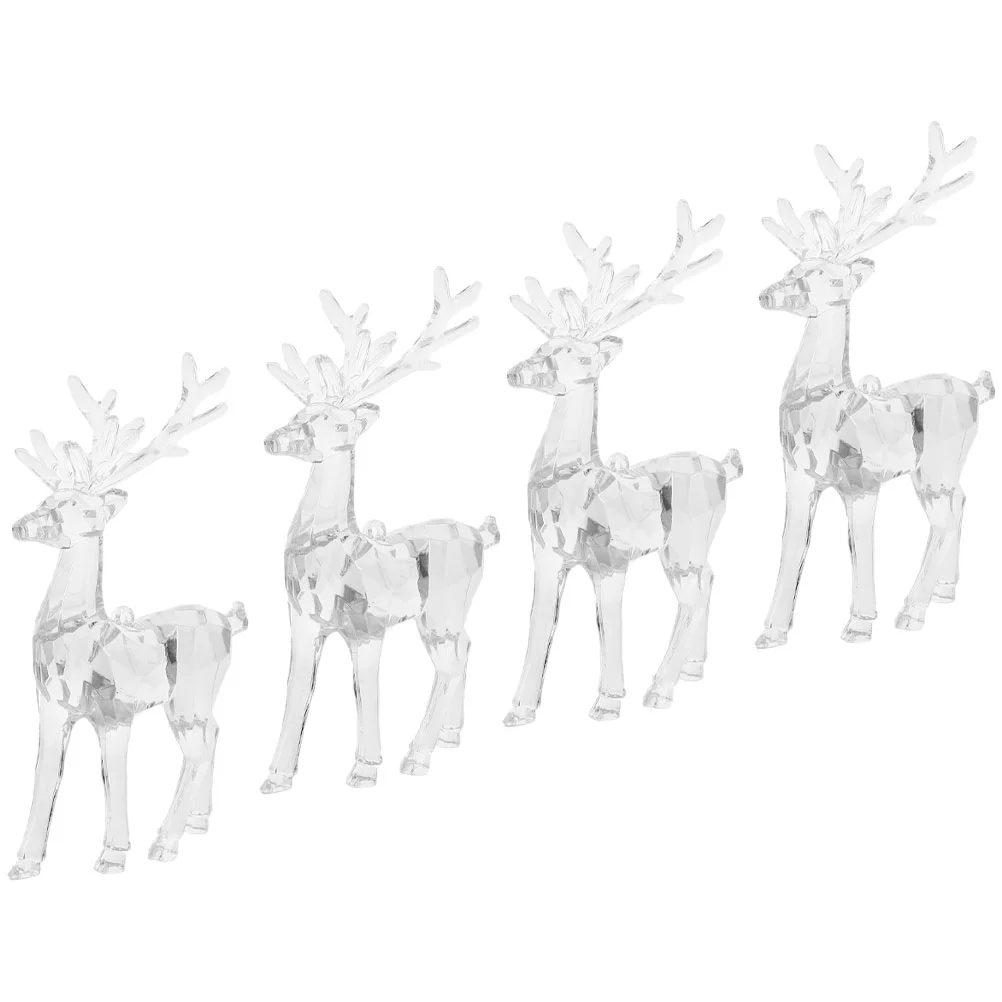 

4 Pcs Transparent Christmas Reindeer Elk Statue Decorations Indoor Slippers for Kids Wreath Acrylic Home Child Tray